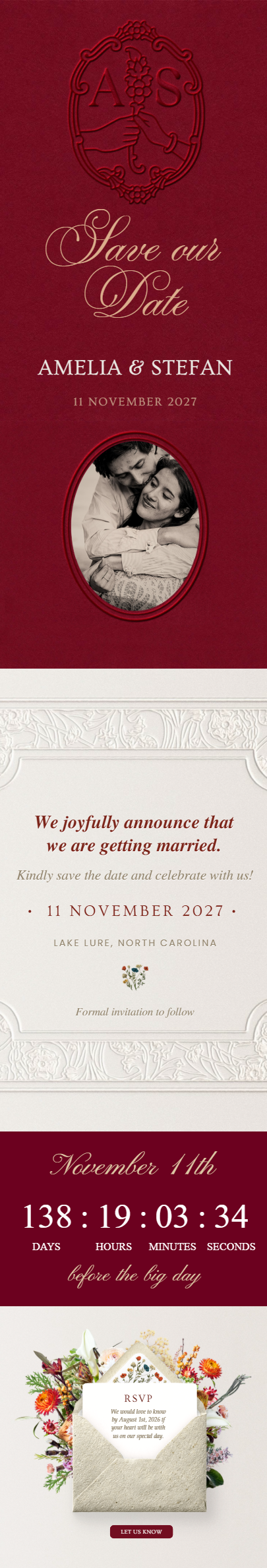 WEDDING INVITATIONS & STATIONERY - screencapture valfrimon my canva site maroon whispers save the date main 2026 05 18 21 56 20 e1779877064377 -